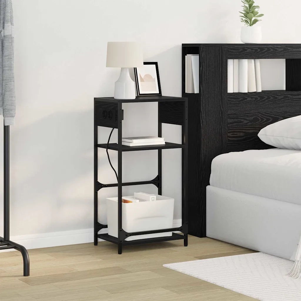 Comodino | Armadio da Notte | Mobiletto da notte Rovere Nero 40 x 27 x 76 cm Legno multistrato