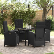 Set da Pranzo per Giardino con cuscino 5 pcs Nero polyrattan 3380261