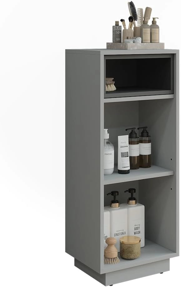 Armadio intermedio Beatrice, Grigio/antracite, 38 x 93 cm con 3 scomparti, per la conservazione di articoli da bagno e asciugamani