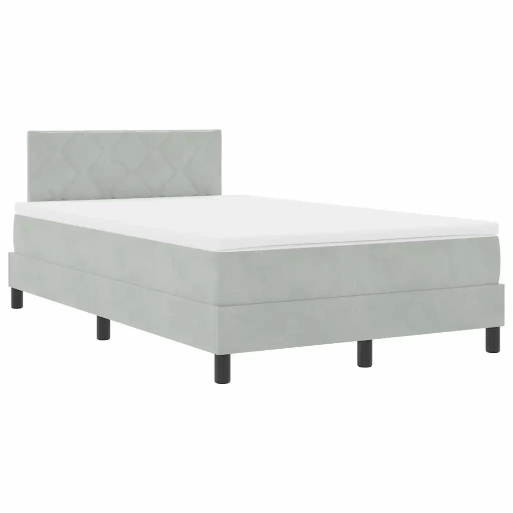 Letto a Sorgente LED con led Grigio chiaro 120 x 190 cm Velluto