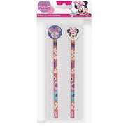 Trade Shop - Kit 2pz Matite Con Gomma Rotonda Grafica Minnie Per Disegno Scuola Bambine 960771 -