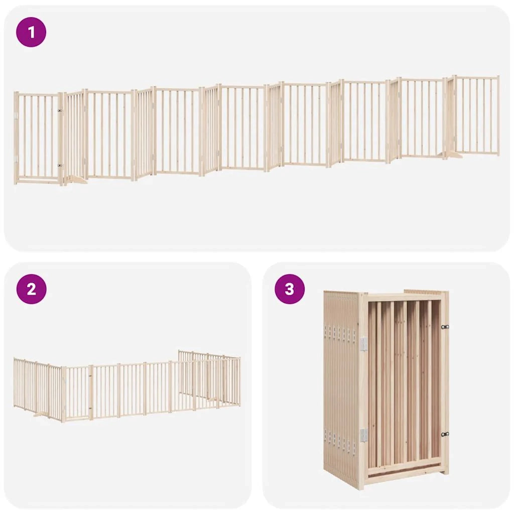 Cancelletto di sicurezza per animali domestici porta pieghevole 15 pannelli legno di pioppo marrone 02_0023213