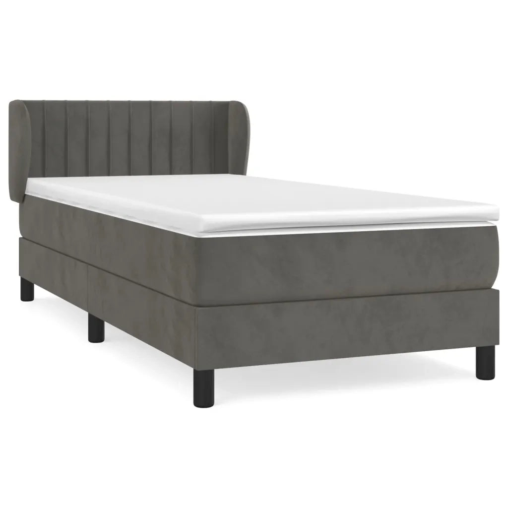 Giroletto a Molle con Materasso Grigio Scuro 100x200 cm Velluto 3127596
