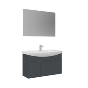 Set mobile lavabo con specchio (2 pezzi) "Purus 100" - 100 x 50 x 58 cm - Antracite opaco