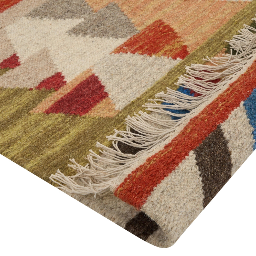 Tappeto kilim di lana multicolore fatto a mano 80 x 150 cm soggiorno camera da letto