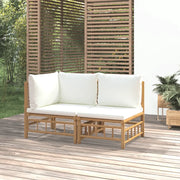 Salotto da Giardino-Set Salotto da Giardino 2pz con Cuscini Bianco Crema in Bamb¨´ 917462