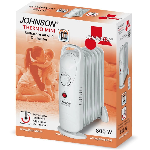Radiatore a Olio Diatermico Compatto Potenza 800W 7 Elementi Riscaldanti Termostato Regolabile Maniglia Integrata