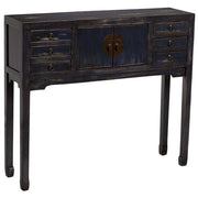 Mobile da ingresso in legno nero invecchiato 100x26x87h cm