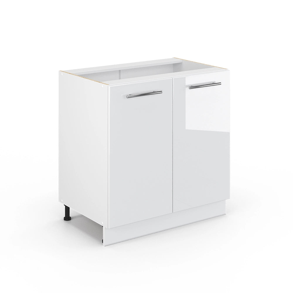 Mobile lavello cucina Fame-Line Bianco lucido/Bianco 80 cm con ripiano, senza piano di lavoro Vicco