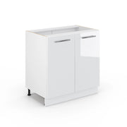 Mobile lavello cucina Fame-Line Bianco lucido/Bianco 80 cm con ripiano, senza piano di lavoro Vicco