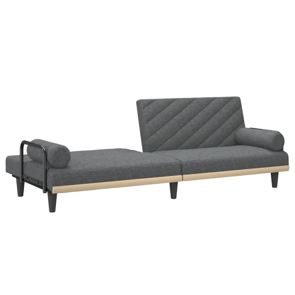 Divano letto con braccioli 205 x 89 x 70 cm tessuto grigio scuro 02_0019842