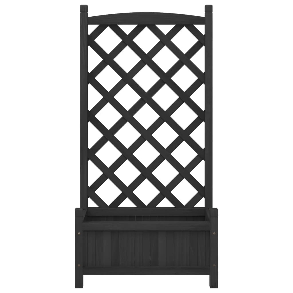 Fioriera con Traliccio Nera 55x29,5x110 cm in Massello di Abete 365487