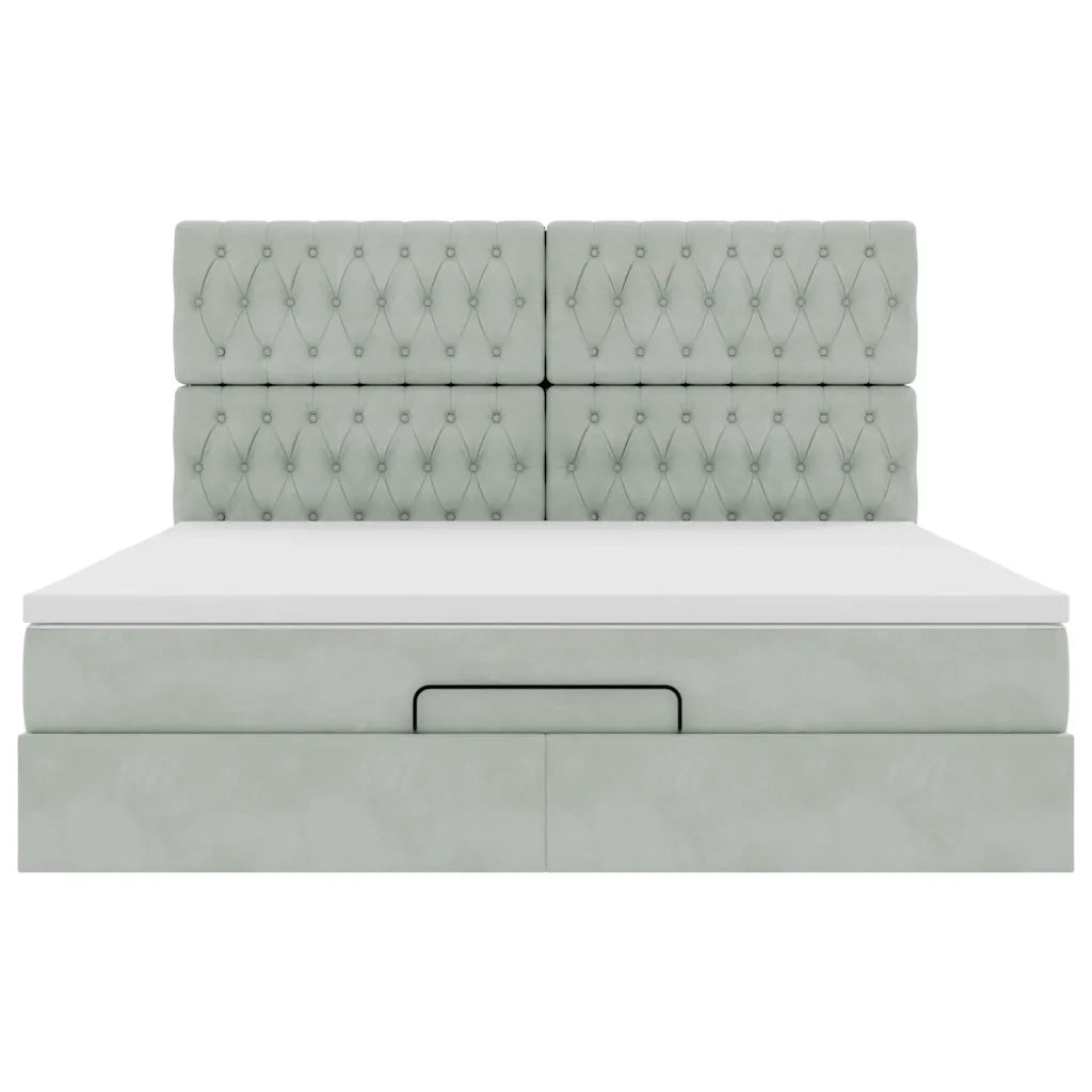 Struttura Letto Pouf con Materassi 160x200 cm in Velluto