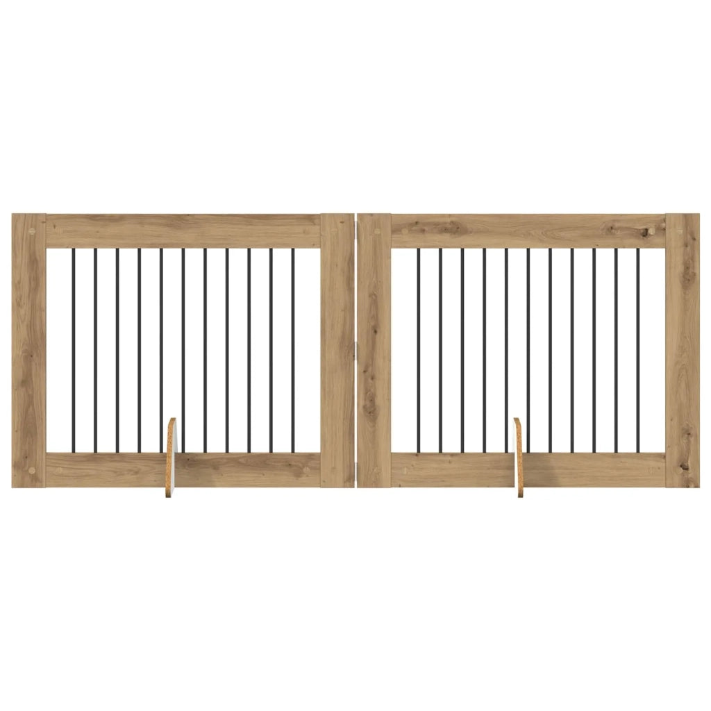 Cancello per cani pieghevole con supporti 2 pz 200,5 cm 892060