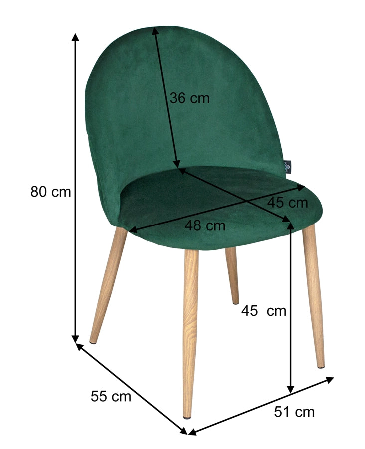 Sedia imbottita in velluto verde scuro - Sophie (2 pz) - SD30SOPM