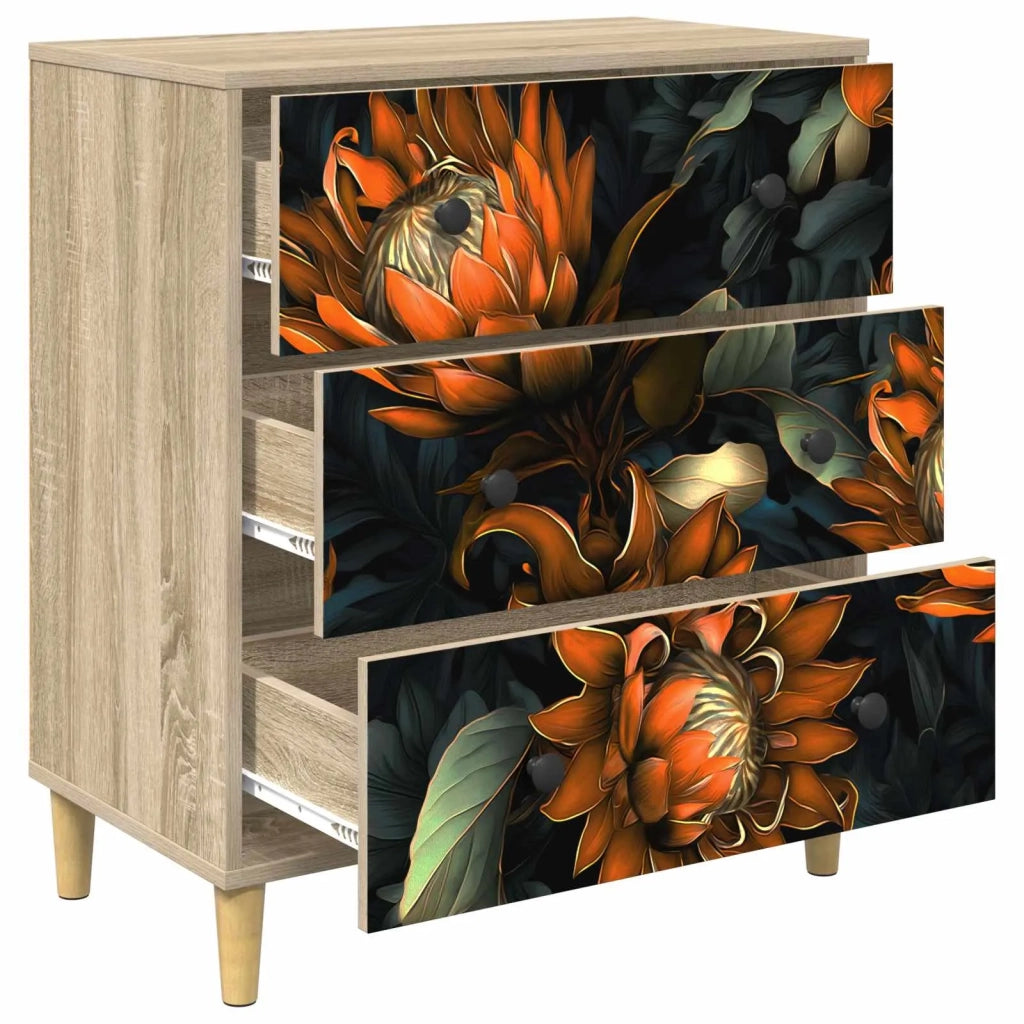 Cassettiera LOCHEM Stampa arancione 66 x 36,5 x 75 cm Sonoma 8007350
