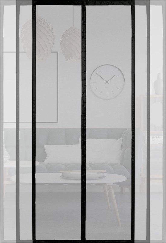 Veloce Tende a Rete Magnetica - Larghezza Regolabile - Porte con Chiusura a Ganci - Nero 155 x 200 cm