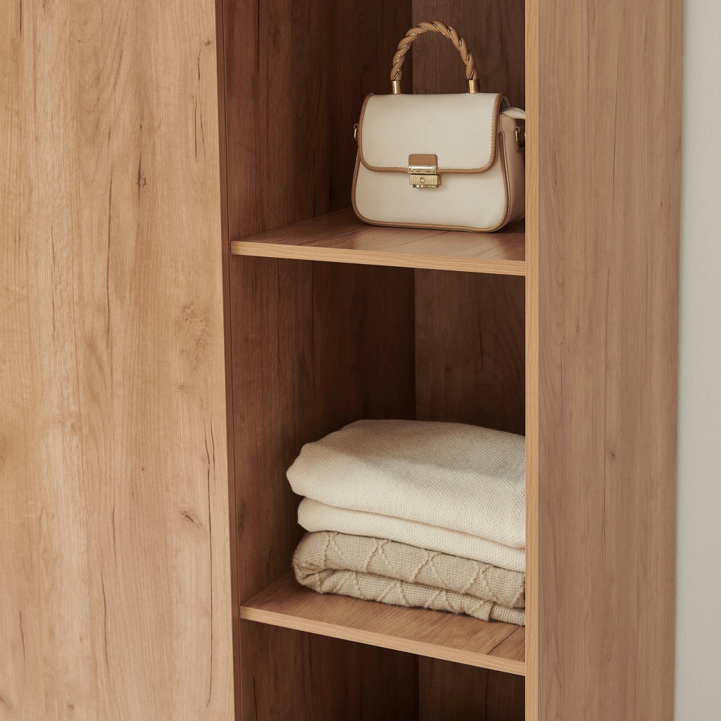 Armadio Guardaroba Norg con 2 Ante e 8 Scomparti 191x120x52 cm - Effetto Rovere [en.casa]