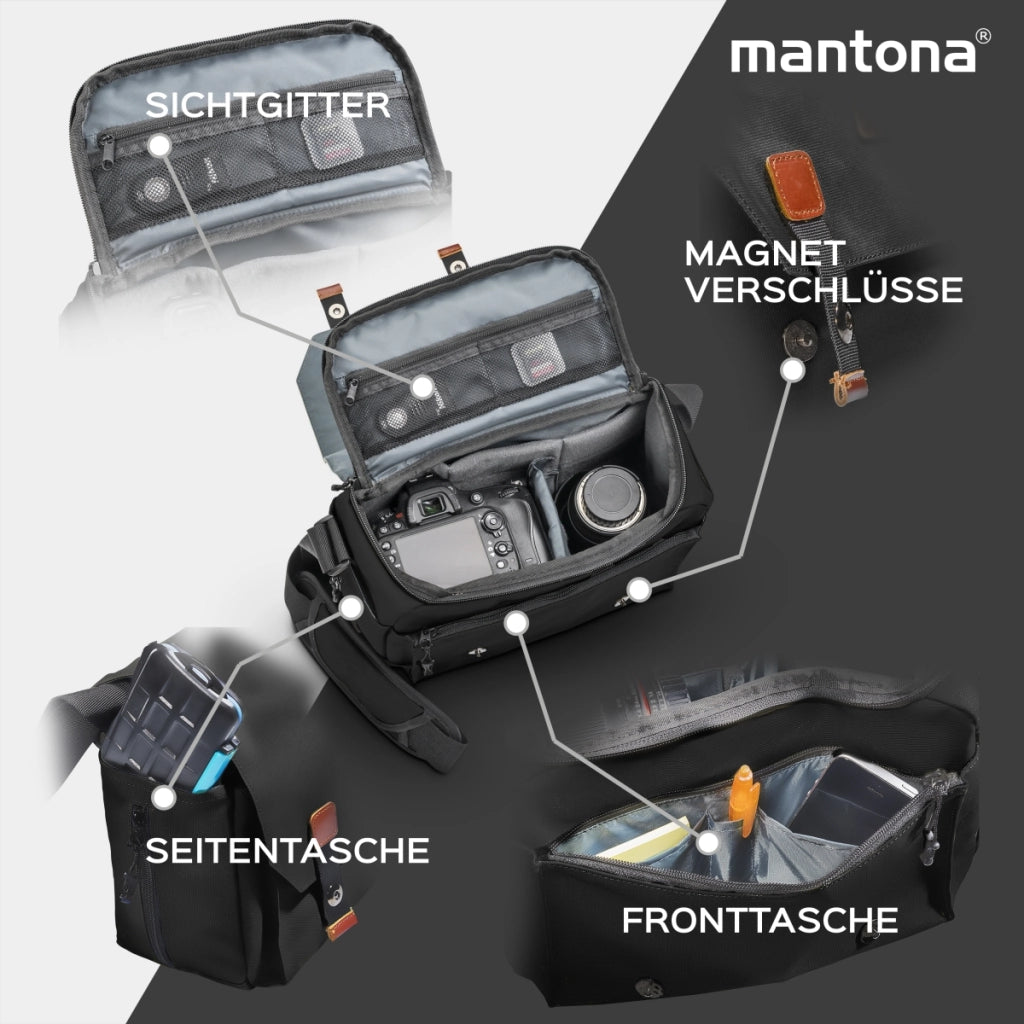 Mantona borsa fotografica Milano grande nero