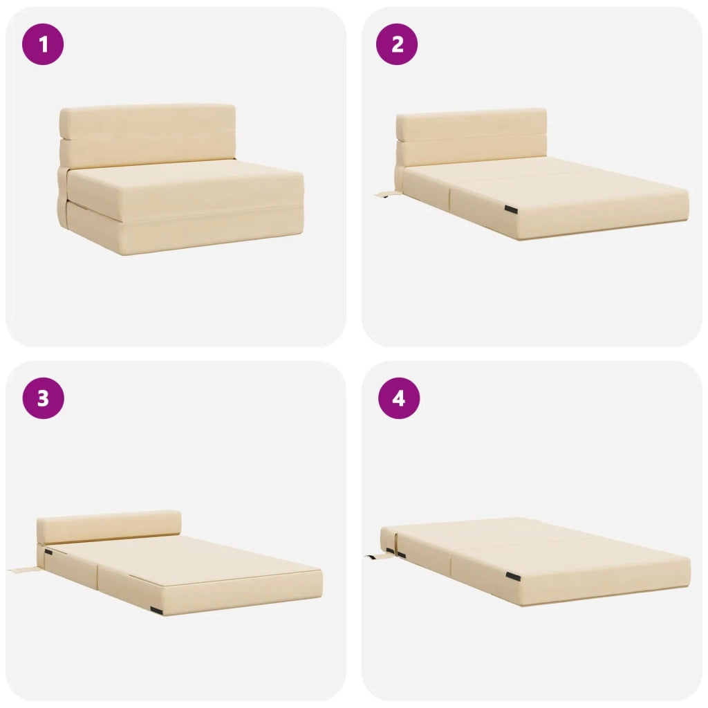 Divano Letto Pieghevole Crema 100 x 80 x 60 cm Tessuto 900116
