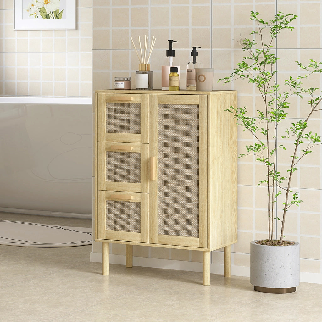 Armadio con cassetti e ripiani ¨C zephmum ¨C rotin tessuto, bianco, 55x30x82 cm