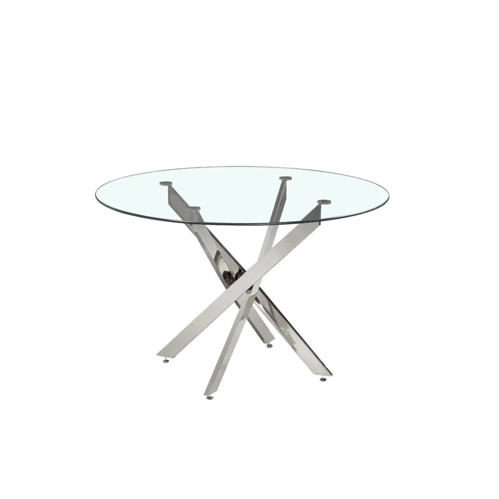 Tavolo da pranzo CRISTELIA – Rotondo Ø120 cm – Piano in vetro – Gambe cromate – Design elegante e moderno
