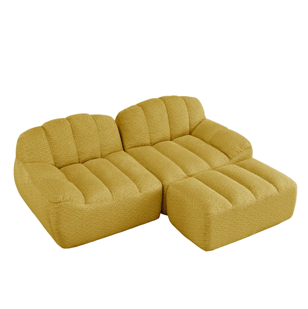 Divano modulare 210.0x165.0x79.0 cm con seduta ampia; senza montaggio; in pile granulare giallo