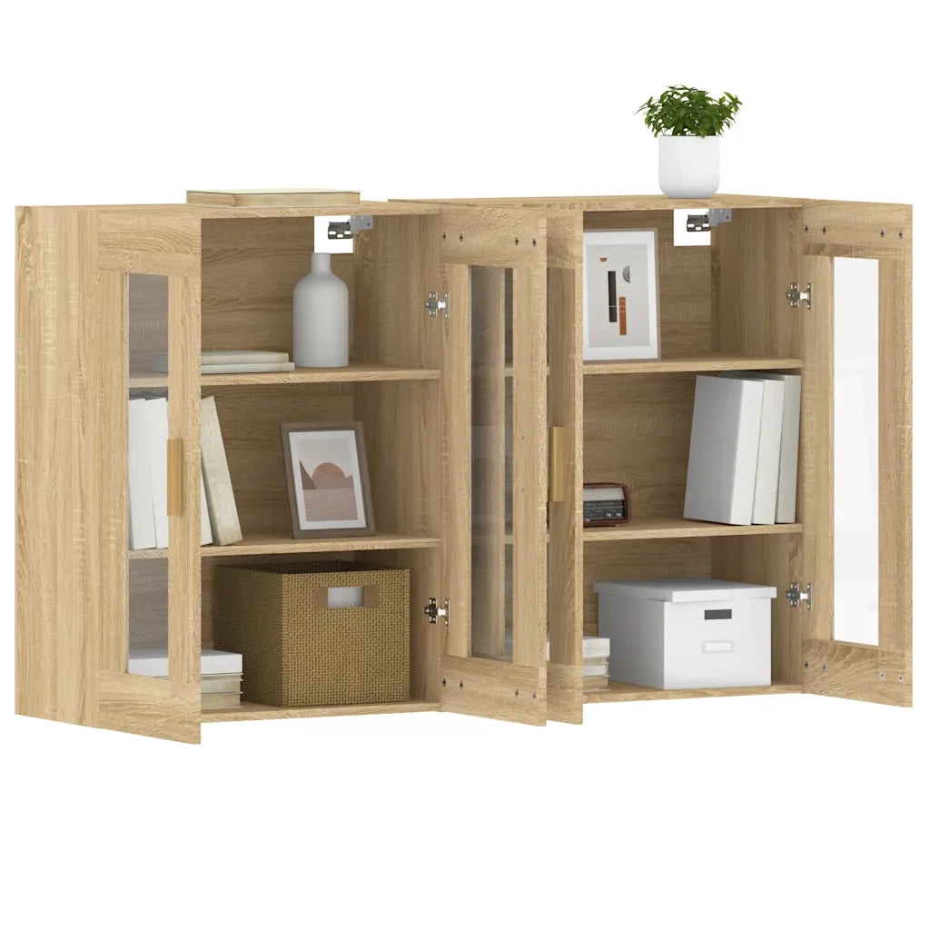 Armadietti a Parete 2 pz Rovere Sonoma in Legno Multistrato 3197899