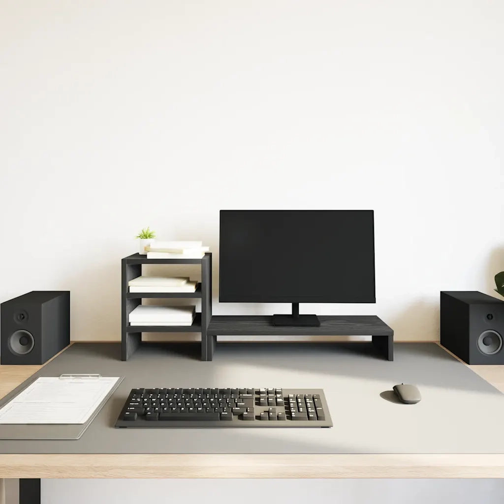 vidaXL Supporto Monitor con Organizzatore Rovere Nero in Truciolato