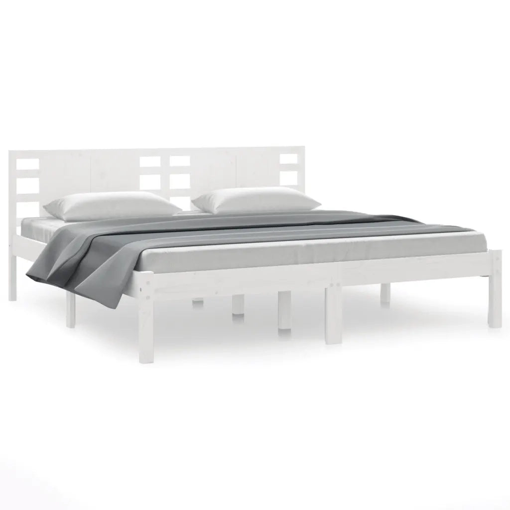 Giroletto senza Materasso-Struttura Letto Bianco 200x200 cm Legno Massello Pino 456710