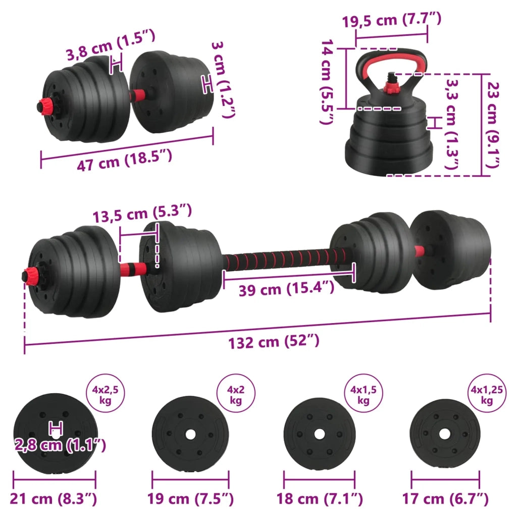 Set di manubri, bilancieri e kettlebell 4 in 1 30 kg CFW4887221