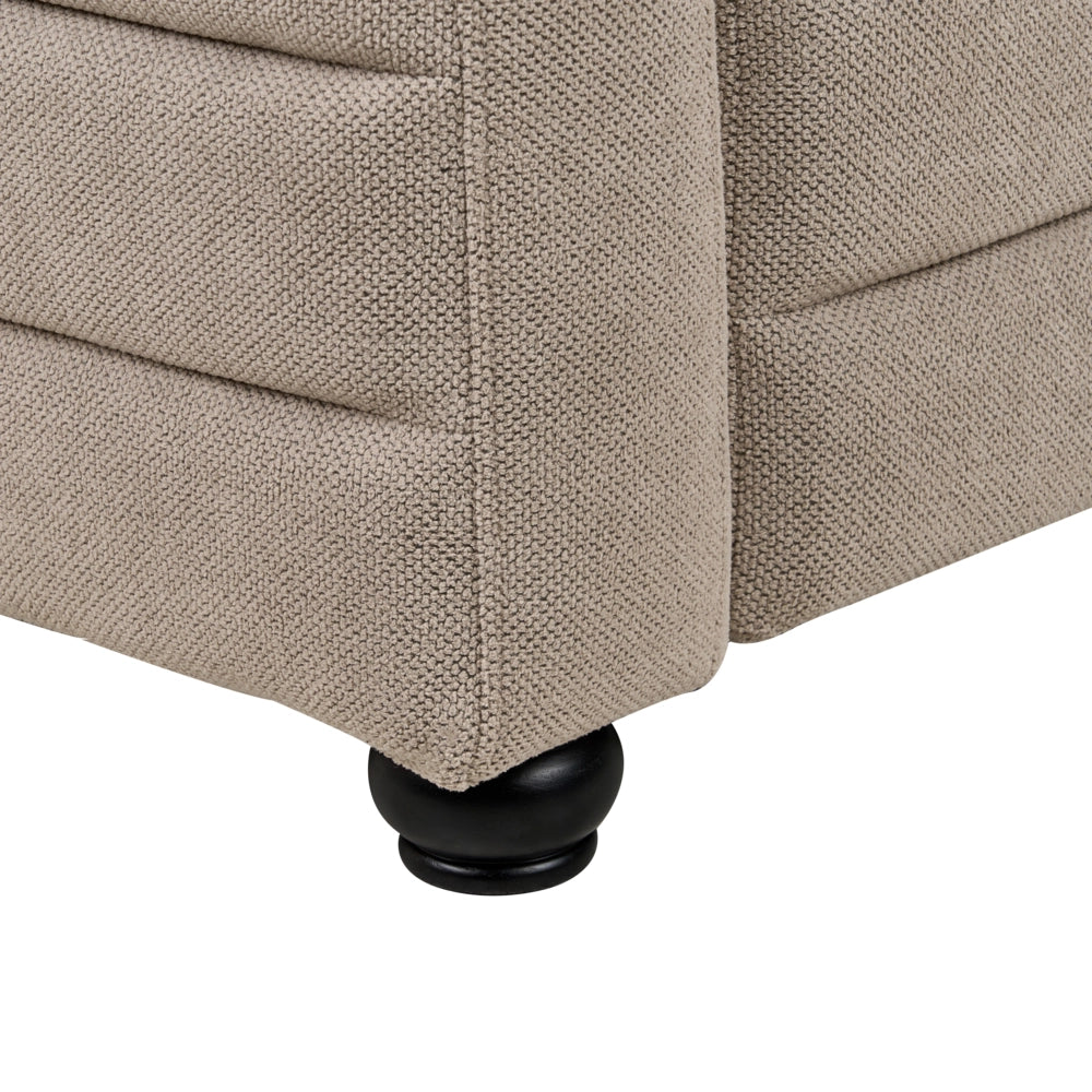 Divano a 3 posti rivestito in tessuto poliestere bouclè tortora design moderno