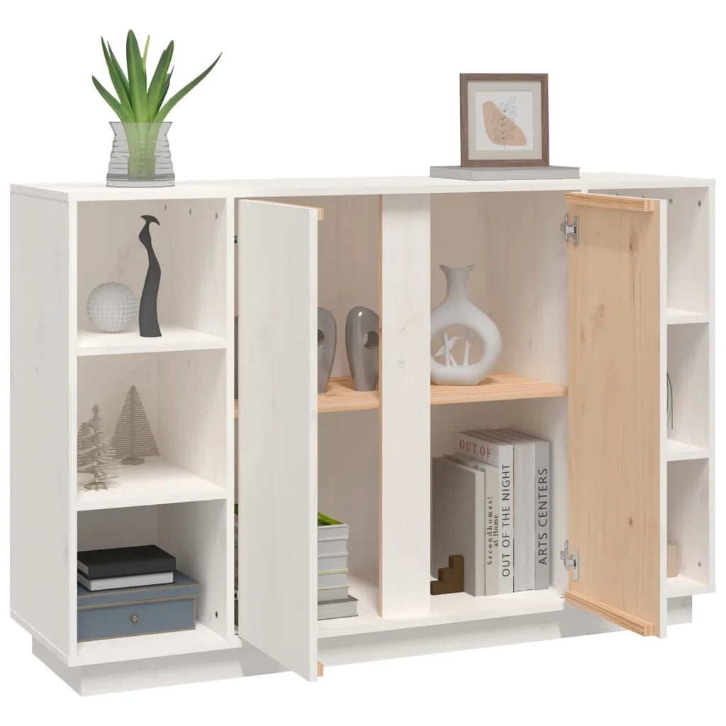 Credenza Bianca 120x35x80 cm in Legno Massello di Pino cod mxl 16125