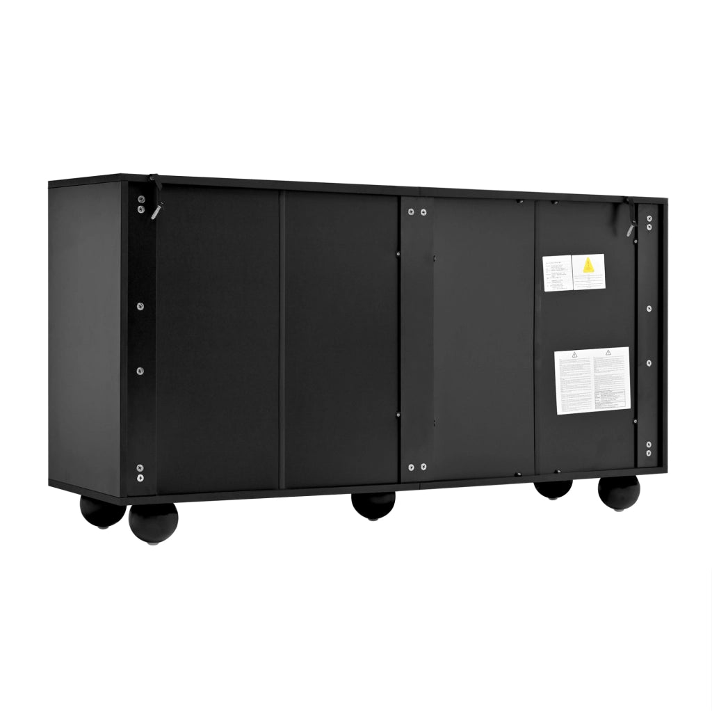 Madia moderna 140x38x74;5 cm in truciolare bianco e nero con sei cassetti