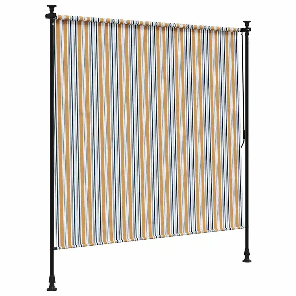 Tenda a Rullo Esterno-Tenda avvolgibile Gialla e Bianca 200x270cm Tessuto Acciaio