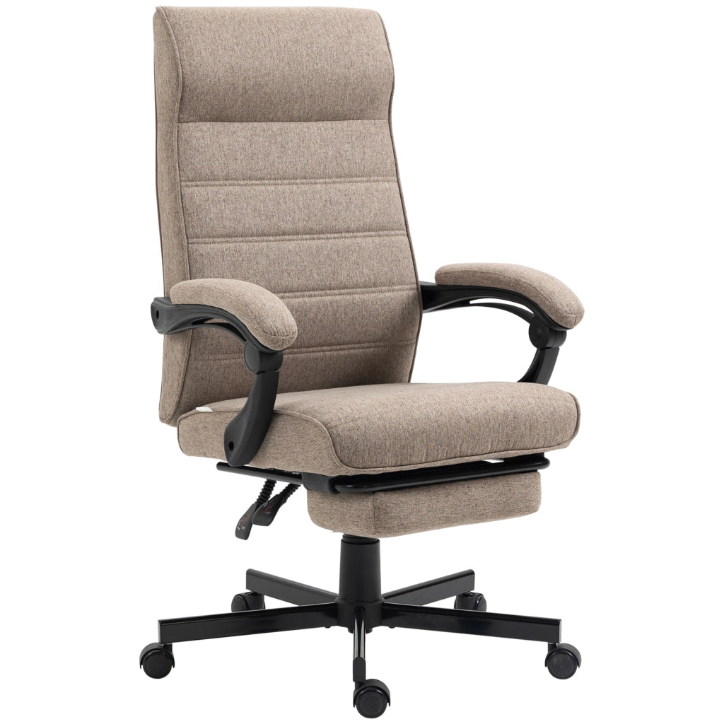 Sedia da Ufficio con Altezza Regolabile, Poggiapiedi Incluso e Seduta Imbottita, 68x67x109-119 cm, Marrone