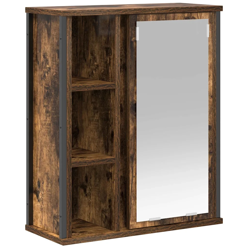 Pensile da Bagno con Specchio-Mobile bagno con specchio Rovere Fumo 50x21x60 cm