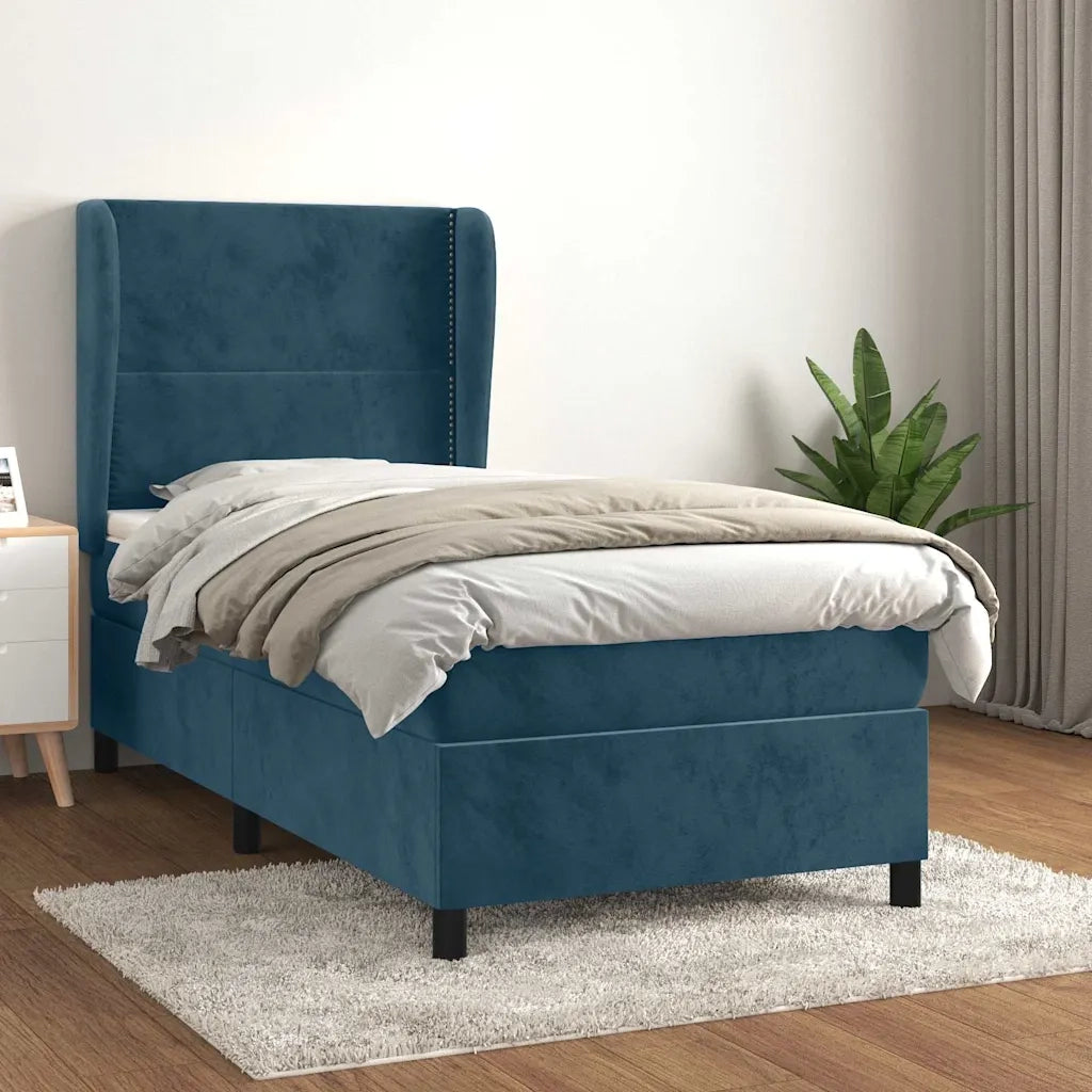 Giroletto a Molle con Materasso Blu Scuro 90x200 cm in Vellutocod mxl 122195
