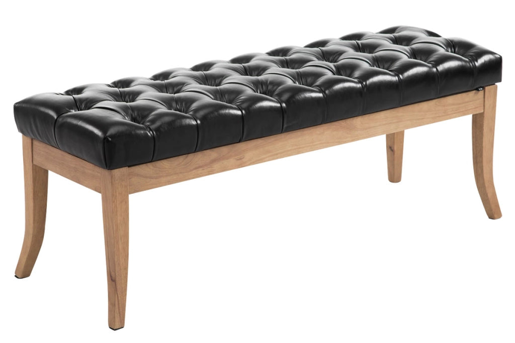 Panca design RAMSES in similpelle e legno chiaro antico nero,120 cm
