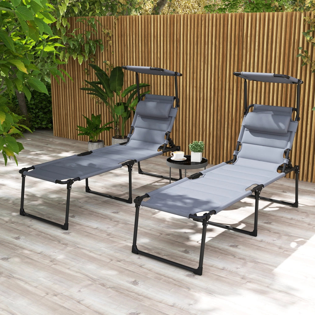 Lettini da sole pieghevoli con schienale regolabile ¨C zephmum ¨C 2 pezzi, grigio