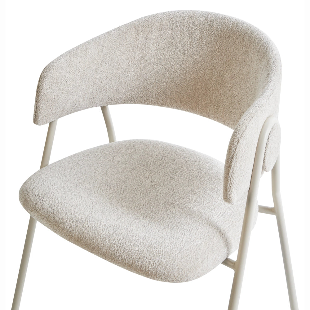 Set di 2 sedie da pranzo imbottite beige chiaro con braccioli Base in metallo Design moderno