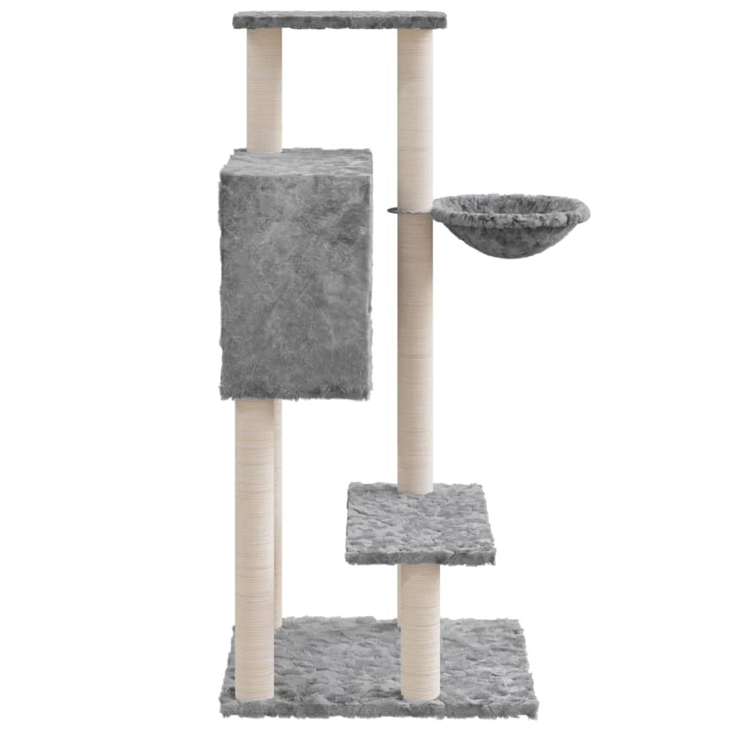 Tiragraffi per gatti torre per arrampicata giocattolo piattaforma per arrampicata con tiragraffi in sisal leggero 108,5 cm grigio 02_0022545