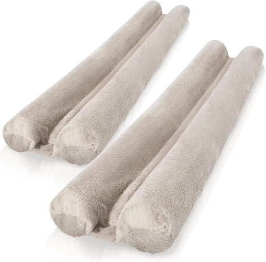 2x Stopper per porta - Doppia imbottitura a microfibra per sigillatura porta - Stopper per porta con doppia sigillatura - Protezione contro il vento e il rumore (02 pezzi - marrone scuro)