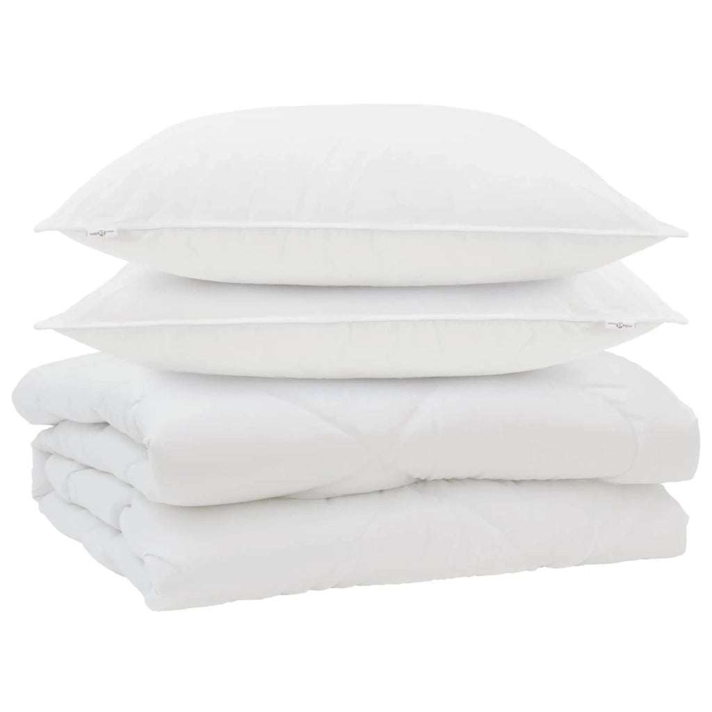 Piumone con cuscino 3 pcs Bianco Microfibra