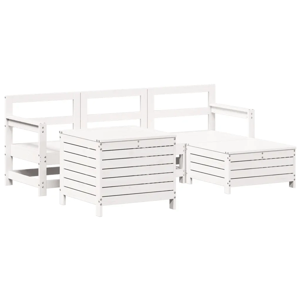 Set Salotto da Giardino 5 pz Bianco in Legno Massello di Pino 3250497