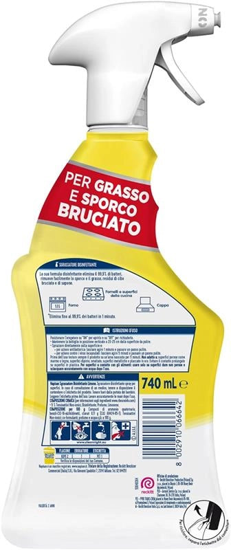 NAPISAN SPRAY 740 ML SGRASSATORE DISINFETTANTE SUPERFICI AL LIMONE ANTI BATTERI E VIRUS AZIONE RAPIDA