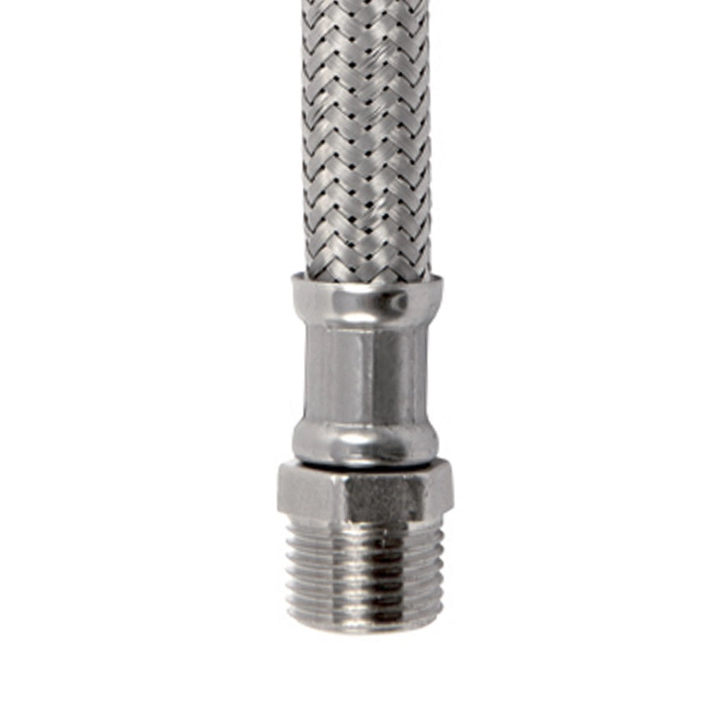 Flessibile in acciaio inox 1/2" m - 3/4" f con curva
