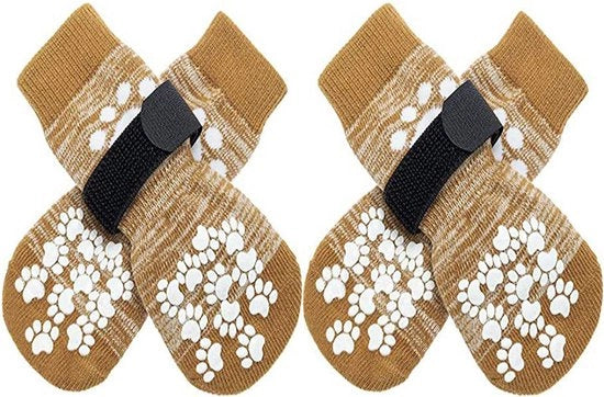Antislip calzature per cani con stop likken - Protezione zampe cani doppia faccia Controllo di trazione eccezionale per pavimenti in legno duro Uso interno, Calzature per cani con maniglie per cuccioli Piccoli, medi, grandi cani, (S) - giallo
