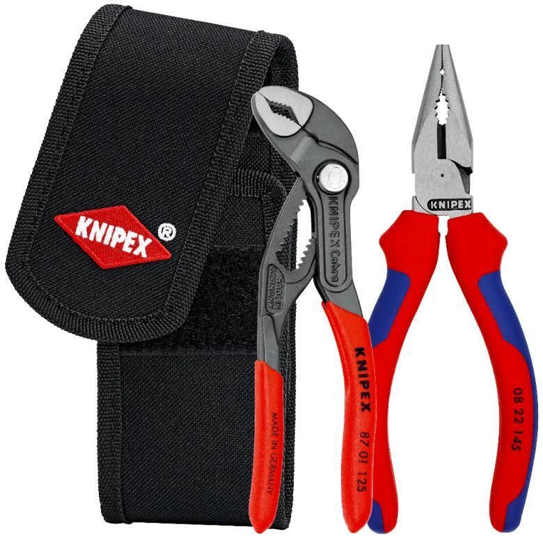 Knipex 00 20 72 V06 Set di pinze 2 pezzi con pinza universale a punta e pinza regolabile Mini Cobra custodia per cintura colore Nero