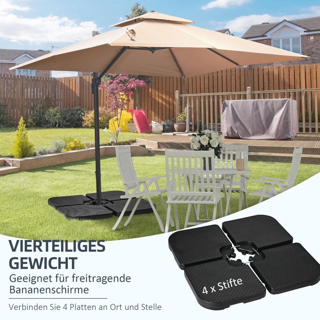 Base per ombrellone 4 pezzi riempibile ¨C Xylo ¨C nero 100x100x8 cm